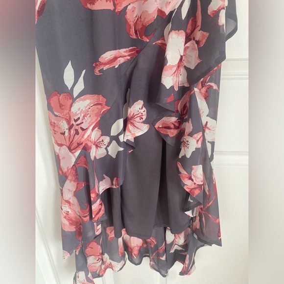 Lulu’s Kimi Dusty Purple Floral Chiffon Ruffled Maxi Dress S High Low New Straps - Picture 3 of 8